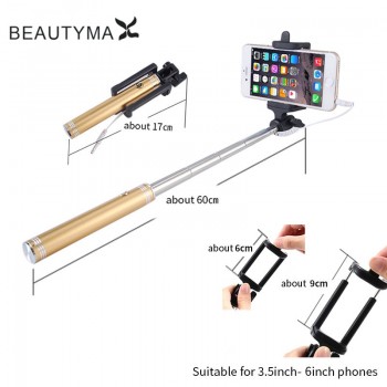 Luxury Aluminum Alloy Selfie Stick Wired Para Selfie Extendable for iphone 4 5 5s 6 6s plus for Samsung S9 plus s8 s7 edge s6 s5