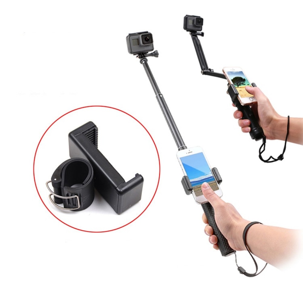 Self Selfie lock Clip Stick Handheld Monopod Adjustable Buckle Phone Holder Adapter for Go Pro HERO 5 4 3+ xiaomi yi 4K SJCAM