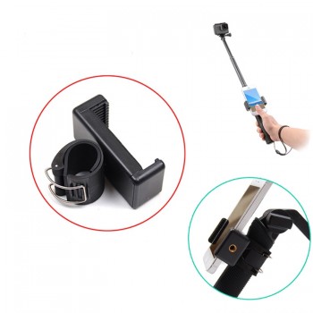 Self Selfie lock Clip Stick Handheld Monopod Adjustable Buckle Phone Holder Adapter for Go Pro HERO 5 4 3+ xiaomi yi 4K SJCAM
