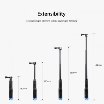 Vamson for GoPro 6 5 Aluminum Extendable Pole Selfie Stick Monopod Tripod Mount for GoPro Hero 6 5 4 3+ for Xiaomi for Yi VP403