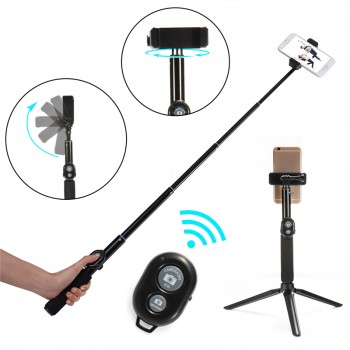 Tripod Monopod Selfie Stick bluetooth With Button Clip 56-90mm for iPhone X 6 7 8 8plus for Samsung S8 S9 Android Selfie Stick