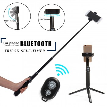 Tripod Monopod Selfie Stick bluetooth With Button Clip 56-90mm for iPhone X 6 7 8 8plus for Samsung S8 S9 Android Selfie Stick