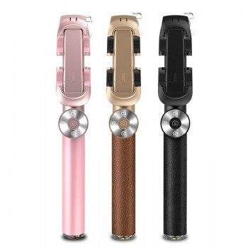 2016 New Luxury Extendable Selfie Stick Leather Folding Bluetooth Monopod palo Selfies Tripod For iPhone 7 6 6S pau de selfie