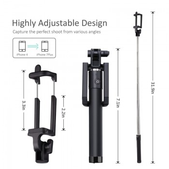 Bluetooth Selfie Stick Extendable Monopod Built-in Remote Shutter for For IPhone X 8 7 6S 6 Plus Samsung Galaxy S8 S9 S7 Tripod