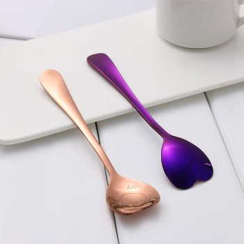 Colorful Stainless Steel Heart Shape Coffee Spoon Wedding Dessert Tea Stir Spoon Kitchen Supplies Luxury Tableware