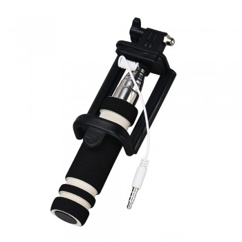 Malloom 2017 Android IOS Mini Extendable Wired Selfie Stick Handheld Monopod Fold Self-portrait Holder Pau De Self Monopod Black