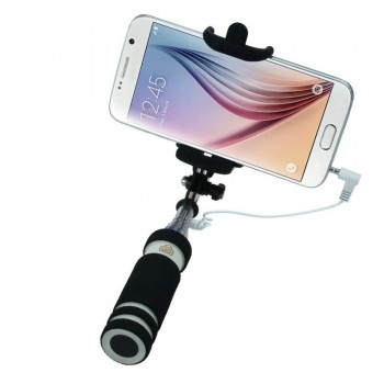 Malloom 2017 Android IOS Mini Extendable Wired Selfie Stick Handheld Monopod Fold Self-portrait Holder Pau De Self Monopod Black