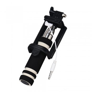 Malloom 2017 Android IOS Mini Extendable Wired Selfie Stick Handheld Monopod Fold Self-portrait Holder Pau De Self Monopod Black