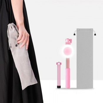 1.7M Bluetooth Selfie Stick Tripod with Fill Light Extendable Lightweight Tripod for Phone with LED Video Light Phone Mount