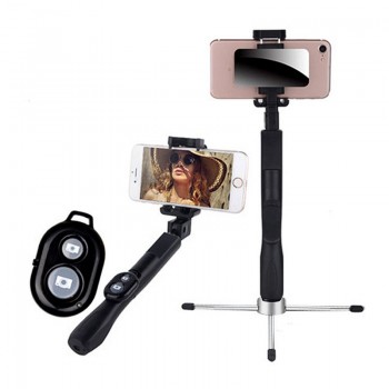 Rovtop Universal Tripod Monopod Selfie Stick Bluetooth With Button 108CM Extendable Selfie Stick For Iphone  Android System