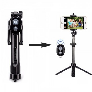 Rovtop Universal Tripod Monopod Selfie Stick Bluetooth With Button 108CM Extendable Selfie Stick For Iphone  Android System