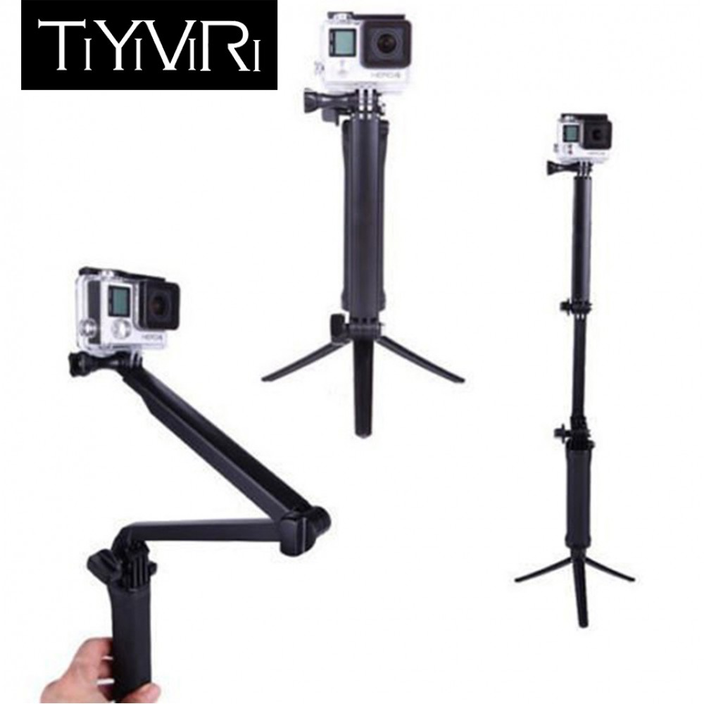 3 Way Grip Waterproof Monopod Selfie Stick For Gopro Hero 5 6 4 Black Session SJ4000 for Xiaomi Yi 4K Sports Camera Tripod Stand