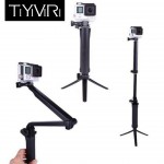 3 Way Grip Waterproof Monopod Selfie Stick For Gopro Hero 5 6 4 Black Session SJ4000 for Xiaomi Yi 4K Sports Camera Tripod Stand