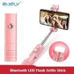 RAXFLY Mini LED Flash Bluetooth Selfie Stick For Xiaomi Samsung Selfie Stick Foldable Hand Monopod Tripod For iPhone X XR XS Max