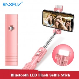 RAXFLY Mini LED Flash Bluetooth Selfie Stick For Xiaomi Samsung Selfie Stick Foldable Hand Monopod Tripod For iPhone X XR XS Max