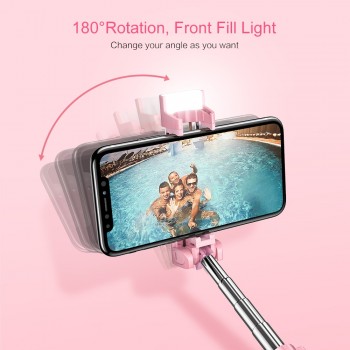 RAXFLY Mini LED Flash Bluetooth Selfie Stick For Xiaomi Samsung Selfie Stick Foldable Hand Monopod Tripod For iPhone X XR XS Max