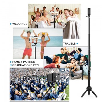 Voulttom Selfie Stick Bluetooth with a Free Tripod Remote Control Shutter Foldable Selfie Stick monopod for iphone Xiaomi Huawei