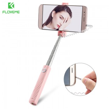 FLOVEME Mini Selfie Stick For iPhone 6 5 3.5mm Jack Wired Selfie Stick Monopod For Samsung Xiaomi Android Portable Selfiestick
