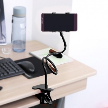 Monopod Gooseneck Bendable Long Arm Phone Mount Holder Double Phone Clip Holder Lazy Bracket Flexible