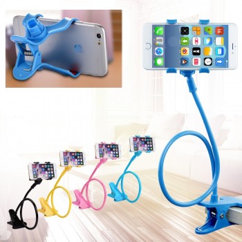 Monopod Gooseneck Bendable Long Arm Phone Mount Holder Double Phone Clip Holder Lazy Bracket Flexible