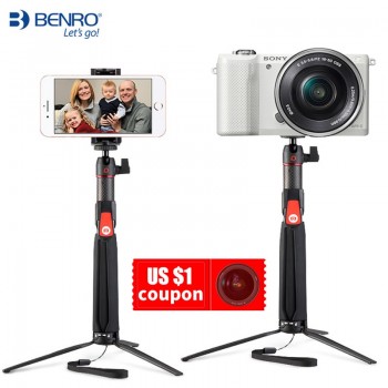 BENRO SC1 carbon fiber mini Tripod monopod portable selfie stick wireless Bluetooth for smartphone Action camera Gopro xiaomi