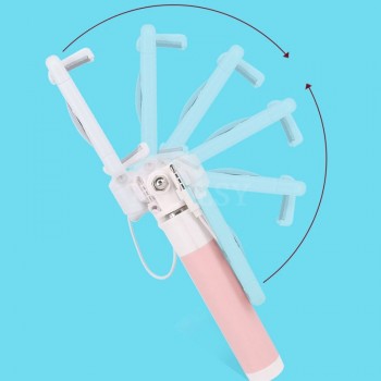 FGCLSY Universal 360 Rotation Selfie Stick Foldable Portable Mini Monopod Wired Mobile Phone Holder For iPhone With Mirror