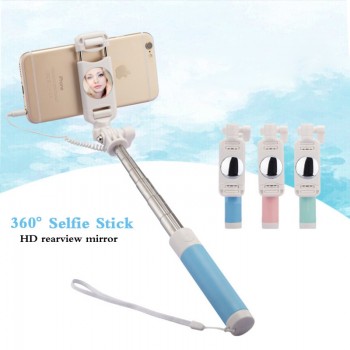 FGCLSY Universal 360 Rotation Selfie Stick Foldable Portable Mini Monopod Wired Mobile Phone Holder For iPhone With Mirror