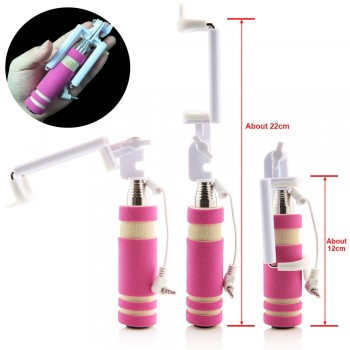 Handheld Mini Folding Mobile Phone Wired self Selfie Sticks For iphone Samsung Built-in Shutter Camera Extendable Monopod Tripod