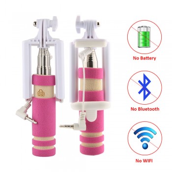 Handheld Mini Folding Mobile Phone Wired self Selfie Sticks For iphone Samsung Built-in Shutter Camera Extendable Monopod Tripod