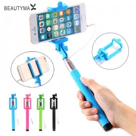 Extendable Selfie Stick Wired Groove Monopod for iphone 6 plus 5s 4 photograph shutter Tripod para palo self For xiaomi S8 plus