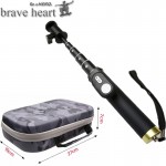brave heart Carrying Case EVA Box Storage Bag + selfie stick monopod for Xiaomi Yi 4k 2 xiaoyi Sport Action Camera Accessories