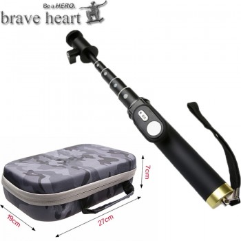 brave heart Carrying Case EVA Box Storage Bag + selfie stick monopod for Xiaomi Yi 4k 2 xiaoyi Sport Action Camera Accessories
