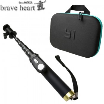 brave heart Carrying Case EVA Box Storage Bag + selfie stick monopod for Xiaomi Yi 4k 2 xiaoyi Sport Action Camera Accessories