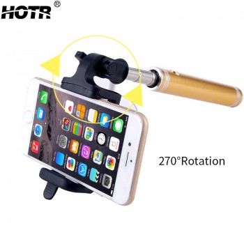 HOTR Aluminum Alloy Metal Selfie Stick Wired Selfie Stick Para Selfie for iphone 6 6s plus 5s 4 for Samsung note 8 s8 S9 Plus
