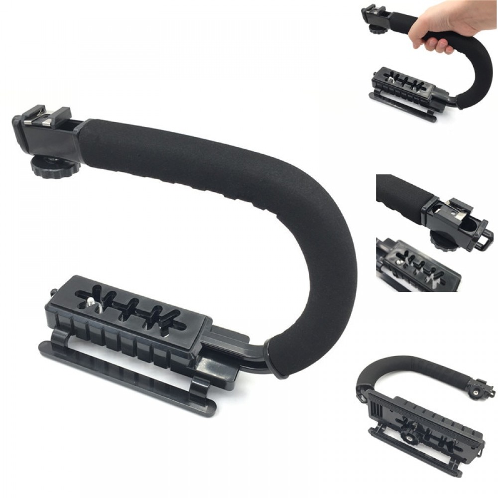 C Shaped Holder Grip Video Handheld Gimbal Stabilizer for DSLR Nikon Canon Sony Camera and Light Portable Steadicam for Gopro