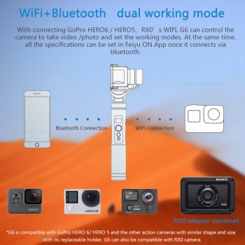 FeiyuTech G6 Gimbal Feiyu Action Camera Update Version of G5 Wifi + Blue Tooth OLED Screen Elevation Angle for Hero 7 6 5 4 RX0