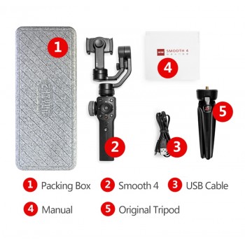 ZHIYUN Smooth 4 smartphone Handheld 3 Axis gimbal stabilizer selfie steadicam for phone Action camera Sumsung Gopro4 SJCAM