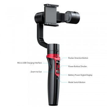 Wewow A-Lite Extendable 3-Axis Smartphone Gimbal Stabilizer Built-in Lithium Battery for iPhone X/8/7/6s for Huawei Xiaomi phone