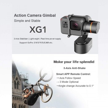 Hohem XG1 3-axis Wearable Gimbal Stabilizer APP Bluetooth Cantrol Compatible GoPro Hero 6 5 4 3 Yi CAM SJCAM Action Camera