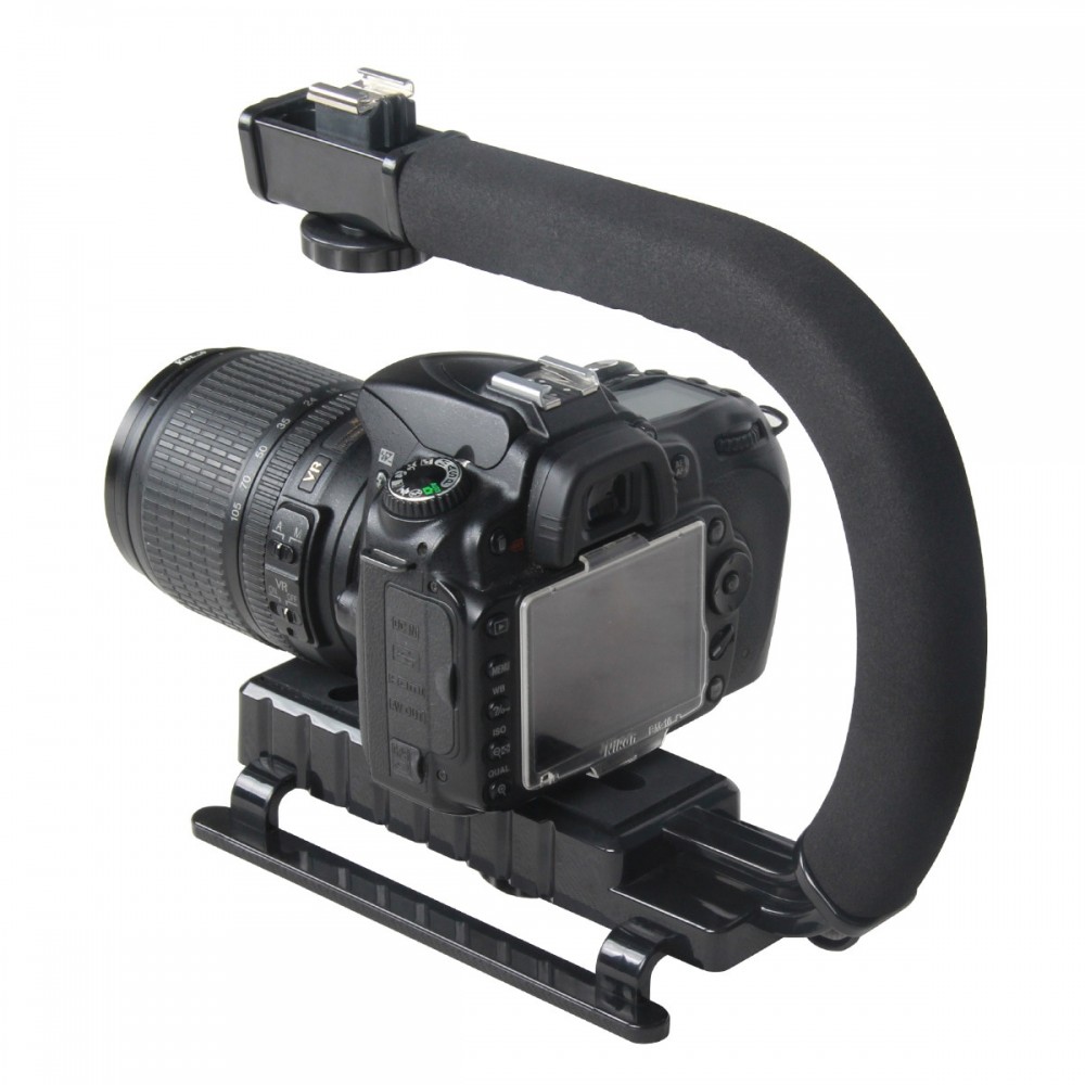 C Shaped Holder Grip Video Handheld Gimbal Stabilizer for DSLR Nikon Canon Sony Camera and Light Portable Steadicam
