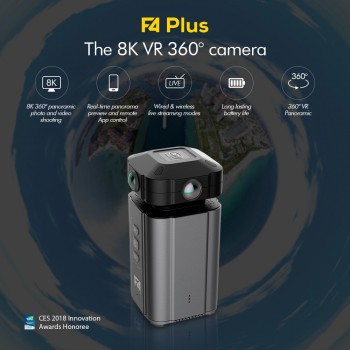 2018 Detu F4 Plus Professional 4 Lenses VR 360 Degrees Camera F2.2 Aperture 8K Panoramic Photo Video Shooting Real-time Panorama
