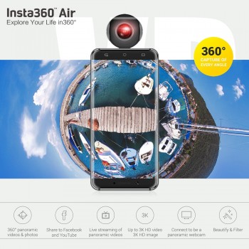 Insta360 Air 3K HD 360 Camera Dual Lens Panoramic Camera Compact Mini VR Camera For Samsung OPPO Huawei LG Andriod Smartphone