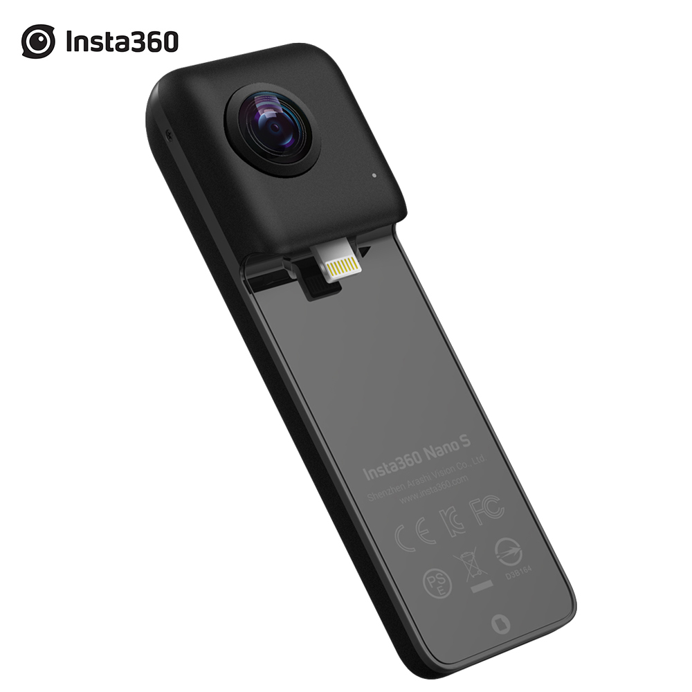 Insta360 360 Degree VR Video Camera Nano S 4K 20MP with Panoramic Livestream Video Chat MultiView Free Capture for iPhone 6/7/8
