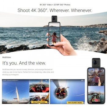 Insta360 360 Degree VR Video Camera Nano S 4K 20MP with Panoramic Livestream Video Chat MultiView Free Capture for iPhone 6/7/8