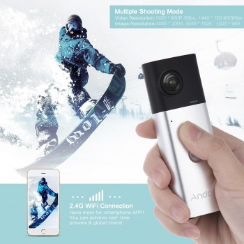 Andoer A360I Handheld 360 Camera Panoramic WiFi VR 360 Video Camera Action Sports Cam Dual 200D Spherical Lens 1920*960 Full HD