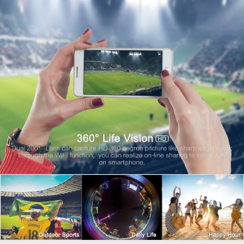 Andoer A360I Handheld 360 Camera Panoramic WiFi VR 360 Video Camera Action Sports Cam Dual 200D Spherical Lens 1920*960 Full HD