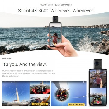 Insta360 Nano S 4K 20MP 360 VR Video Camera w/Panoramic Livestream Video Chat MultiView Free Capture Camera for iPhone X/8/8plus