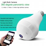 360 Degree Video Camera Panorama 1.3 - 2  -  5 Million Pixel Bulb  With Hotspot Wireless WiFi Mobile Phone Remote Dual Light IP