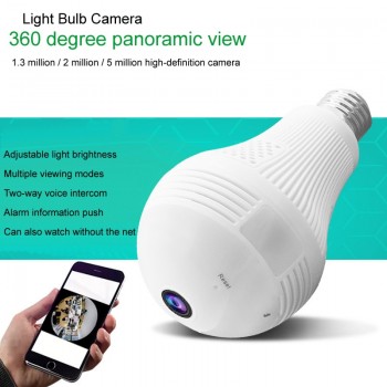 360 Degree Video Camera Panorama 1.3 - 2  -  5 Million Pixel Bulb  With Hotspot Wireless WiFi Mobile Phone Remote Dual Light IP