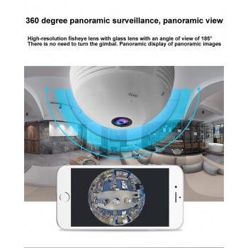 360 Degree Video Camera Panorama 1.3 - 2  -  5 Million Pixel Bulb  With Hotspot Wireless WiFi Mobile Phone Remote Dual Light IP
